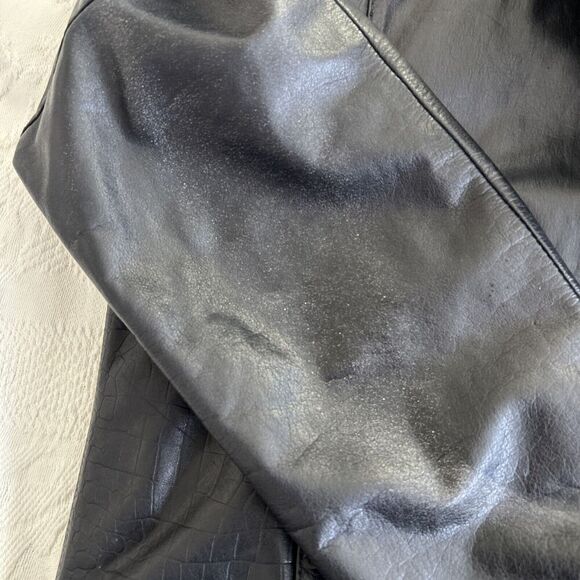 Wilsons Vintage 80's Women's Black Leather Moto Jacket Embossed Croc Size Small - Picture 9 of 16